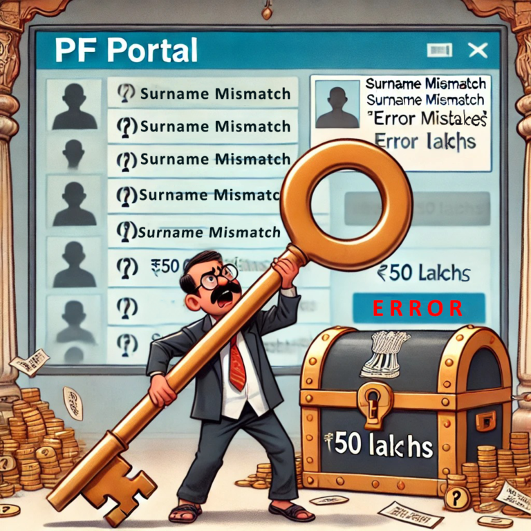 a man with a key for treasure hunt. Withdrawal of PF funds.