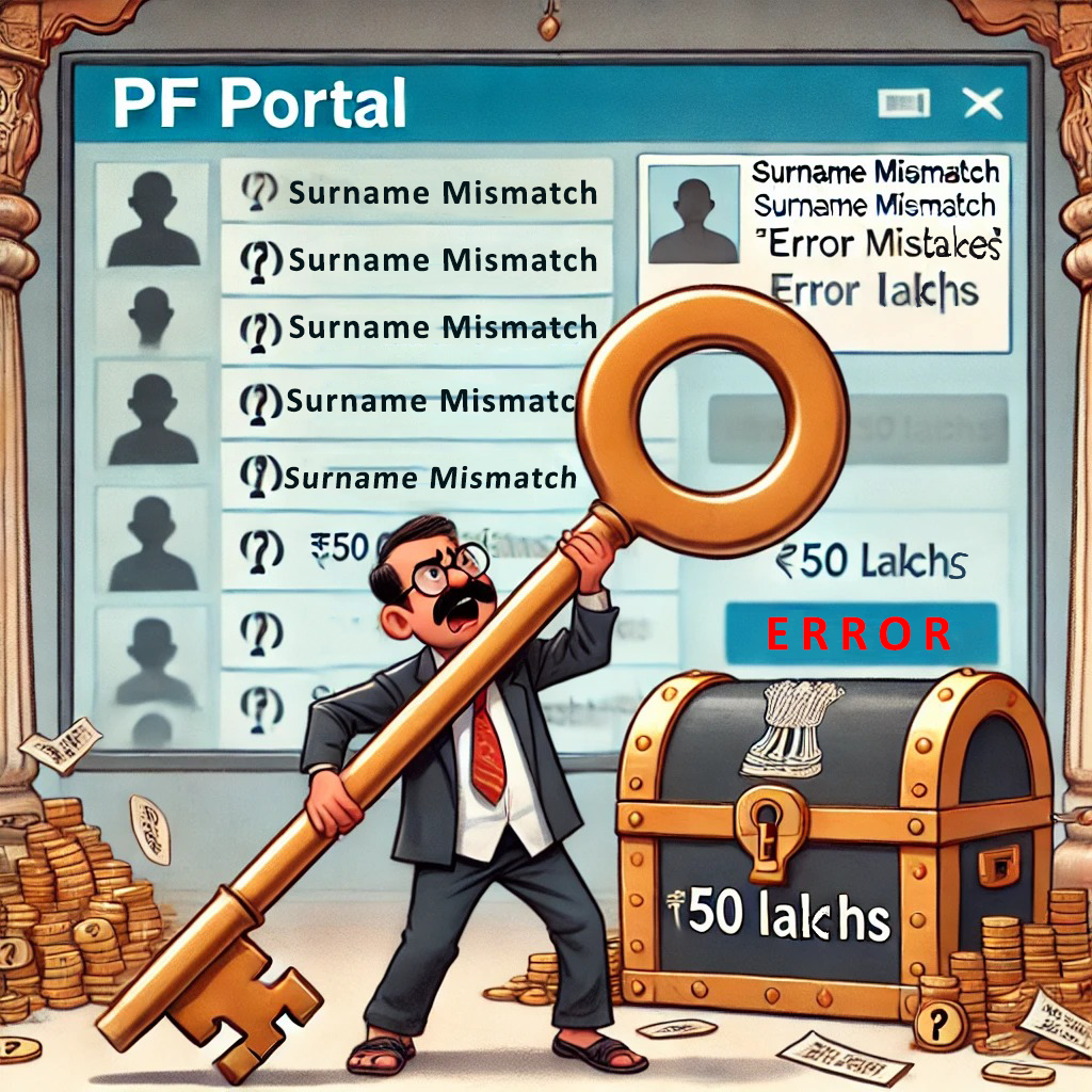 a man with a key for treasure hunt. Withdrawal of PF funds.