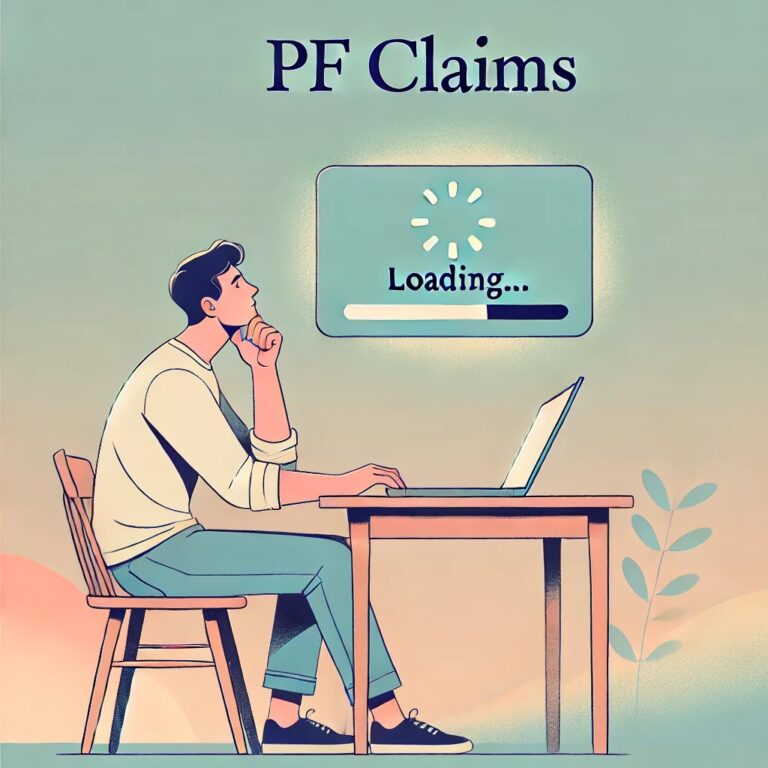 A person sitting at a desk, looking thoughtfully at a laptop with a 'Loading...' icon. The scene conveys a sense of calm and patience.